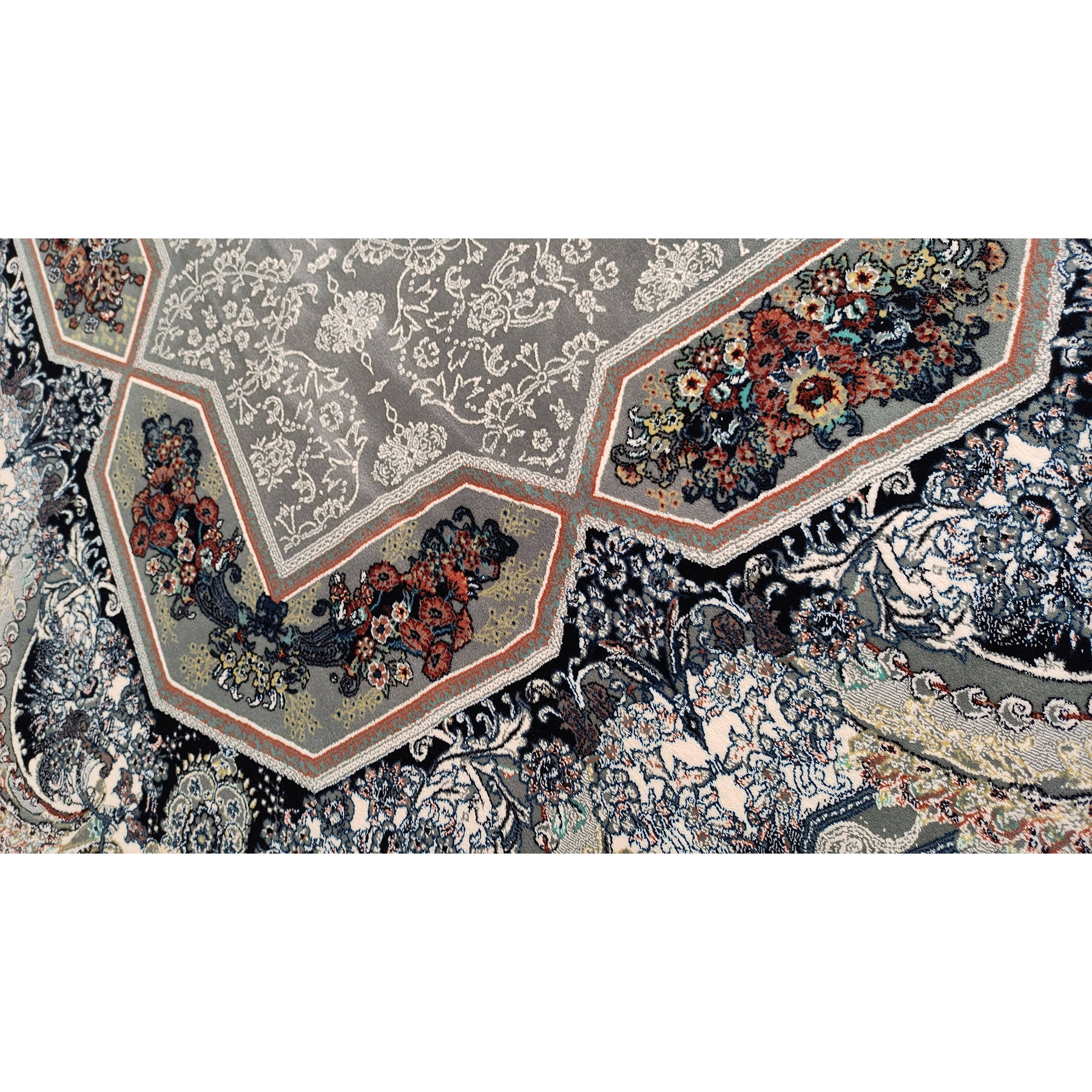 فرش ماشینی زمرد مشهد مدل تاج الماس زمینه طوسی main 1 7