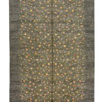 فرش ماشینی طرح شکوفه کد ۶۰۰۱۰۲  رنگ خاکستری