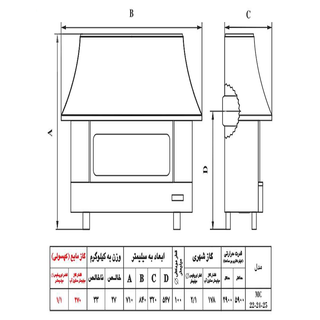 بخاری گازی نیک کالا مدل MC25 main 1 2